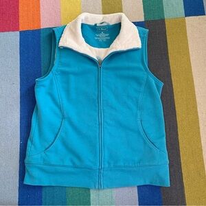 L.L. Bean Teal Fleece Vest with Collar
